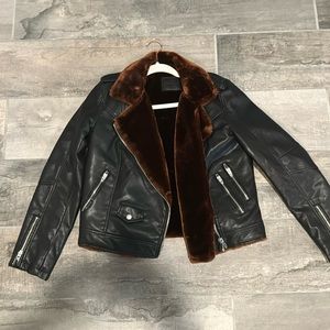 Blank NYC Faux Fur Lined Vegan Leather Biker Jacket